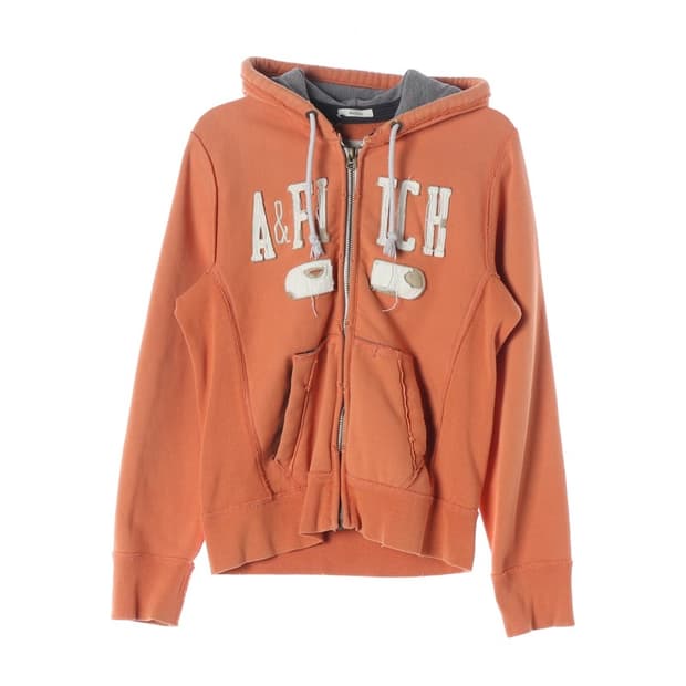 아베크롬비앤피치 빈티지 아치로고 기모 후드집업 오렌지 M