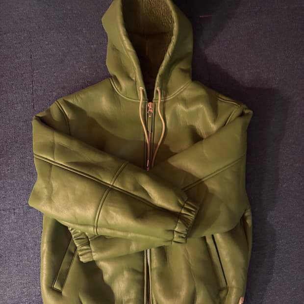 스투시 레더 후드집업 자켓 M