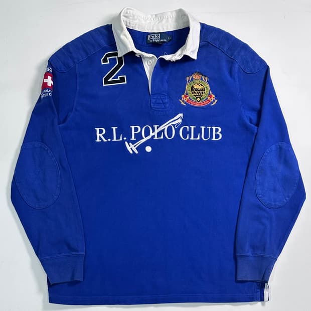 폴로 랄프로렌 RL 클럽 자수 럭비셔츠