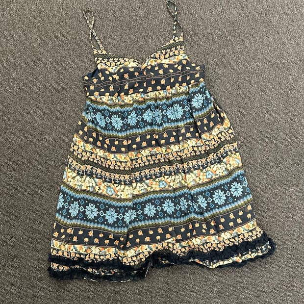 OS)Japanese vintage 플라워 패턴 뷔스티에 원피스