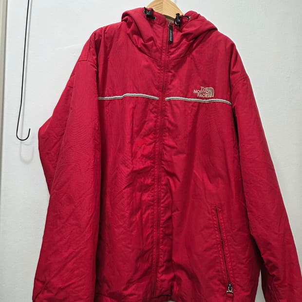 노스페이스 레드 겨울 바람막이 후드 자켓 점퍼 100