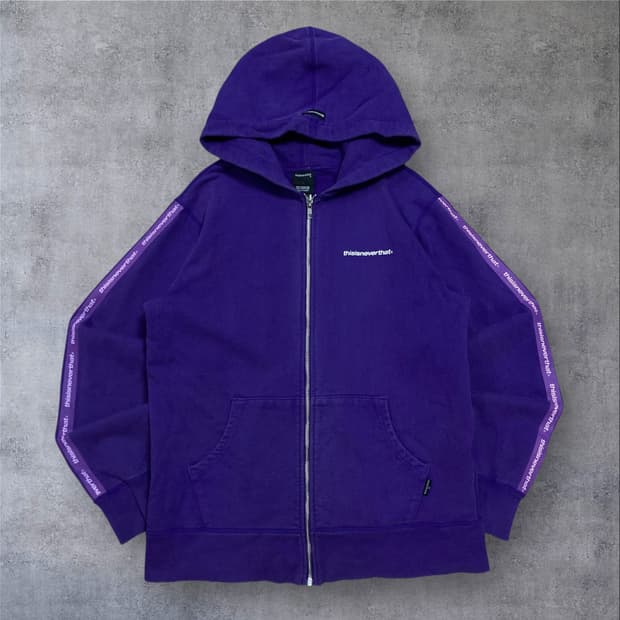 디스이즈네버댓 스몰 로고 사이드 라인 퍼플 후드 집업