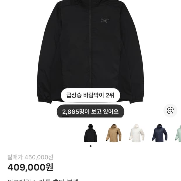 아크테릭스 아톰 후디 블랙 L