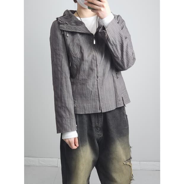 셔링 라인 집업자켓