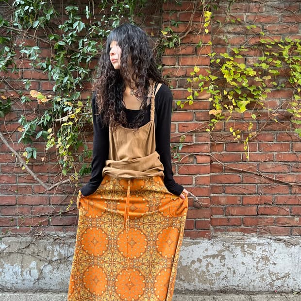 Titicaca 히피무드 벨벳 롱스커트