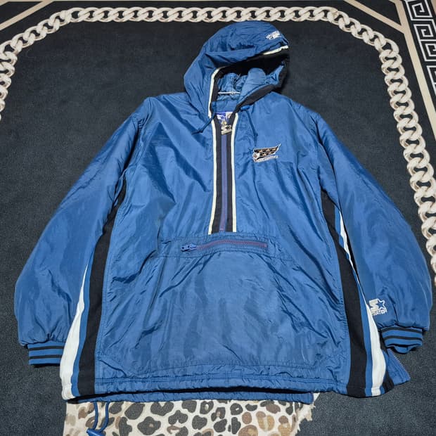 90's 스타터 X NHL 워싱턴 캐피탈스 하프 집 푸퍼 아노락 자켓