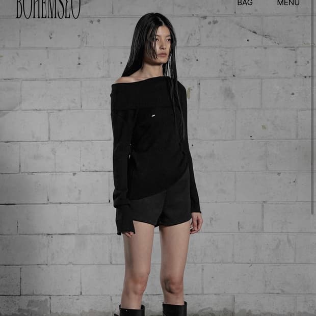보헤미안서울 OPEN COLLAR UNBALANCED KNIT 언발란스