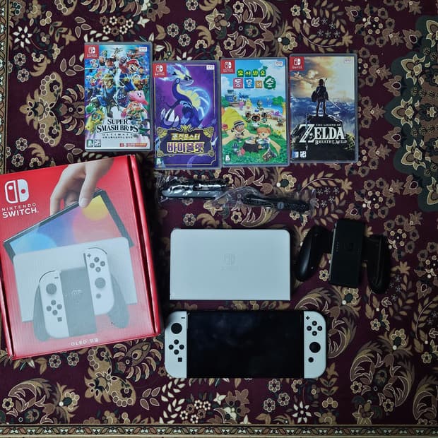 닌텐도 스위치 oled 풀박스 + 게임 4팩