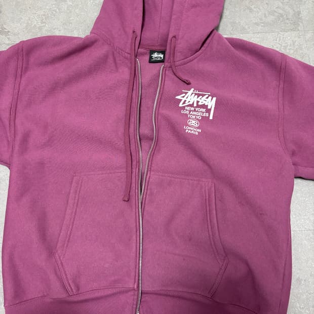 스투시 월드타워 후드집업 베리 