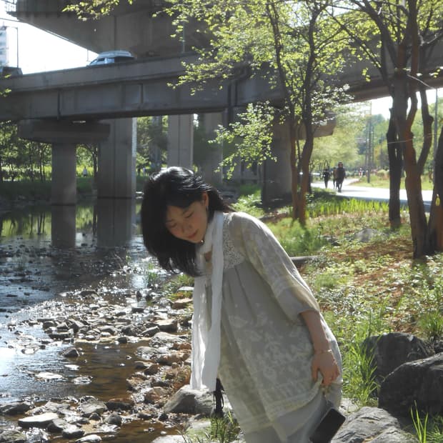 애쉬 그린 레이스 원피스