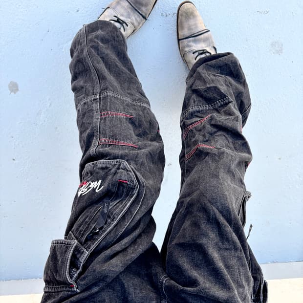 “Vintage” Y2K Mood Black Cargo Pants