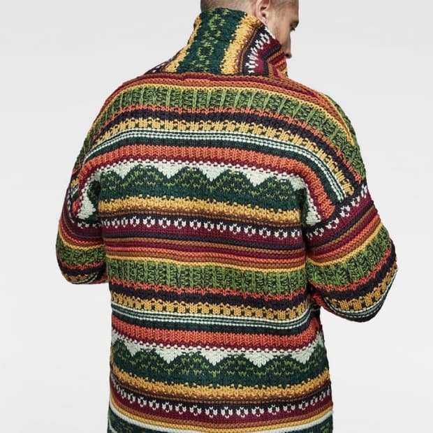 자라 에스닉 배색 니트 스웨터 가디건 M