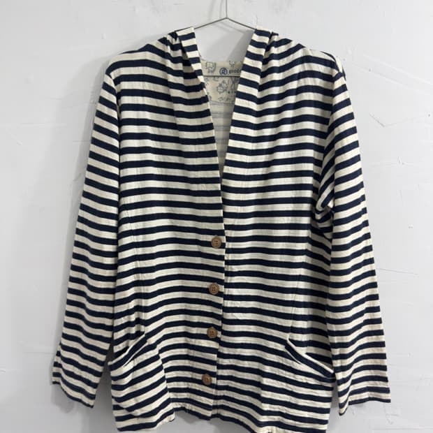 good day stripe hood cardigan