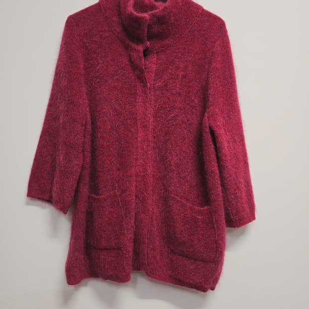 기비 모면혼방 하프 코트 버건디