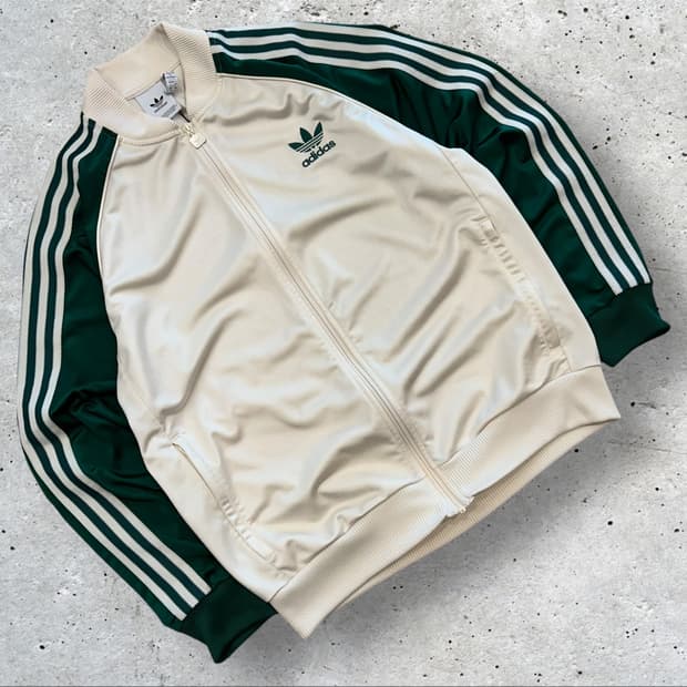 [XL] 23s 아디다스 삼선 트랙탑 아이보리/그린 A718