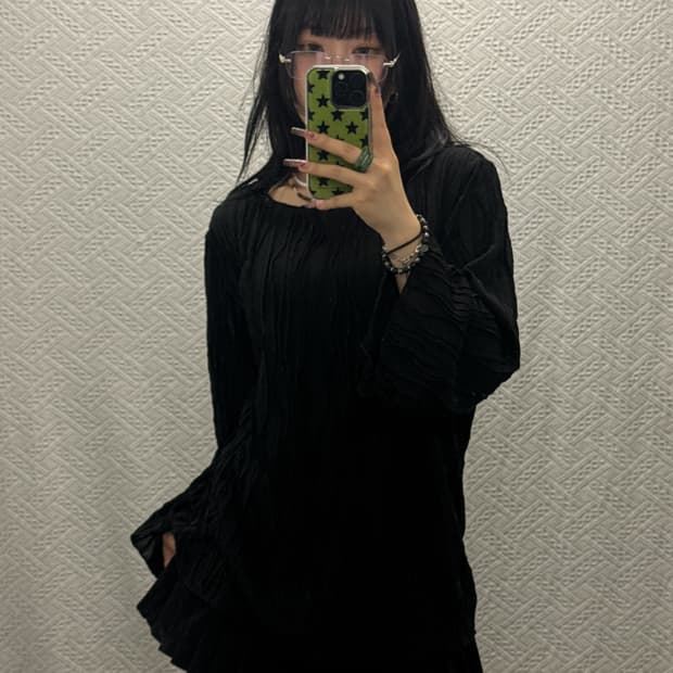 빈티지 코지 그런지 물결 텍스처 아방핏 블라우스 K0253