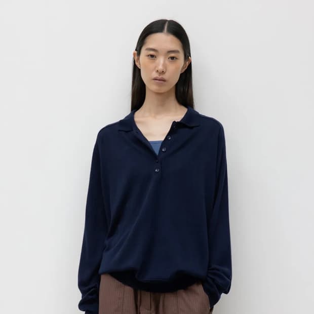 지비에이치어패럴 니트 WOOL SILK POLO KNIT / NAVY