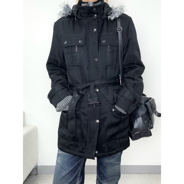 빈티지 락시크 블랙 패딩 점퍼