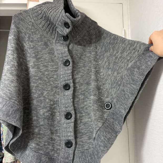 rue de b 회색 케이프 빈티지 가디건 판초