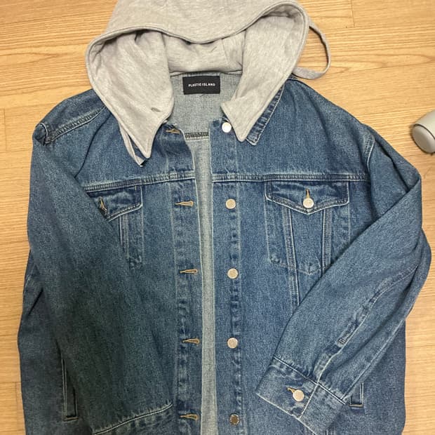 플라스틱 아일랜드 후드탈부착 청자켓