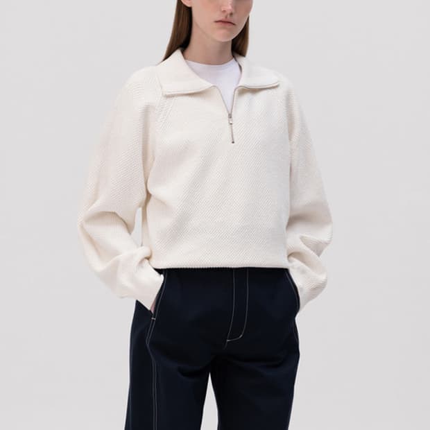 레이스 RRACE 코튼 하프집업 니트