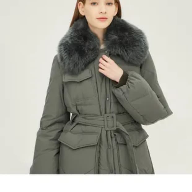 베네통 양털카라 구스다운 롱패딩