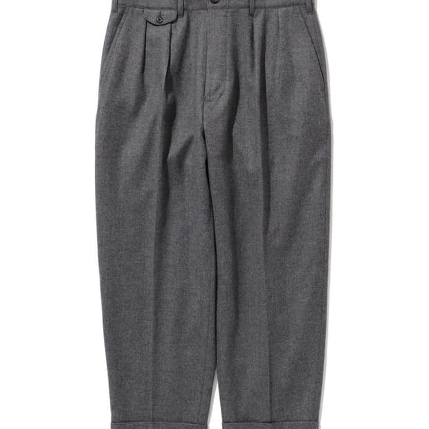 [S] 빔즈 플러스 투플리츠 테이퍼드 플란넬 울 트라우저 팬츠 슬랙스