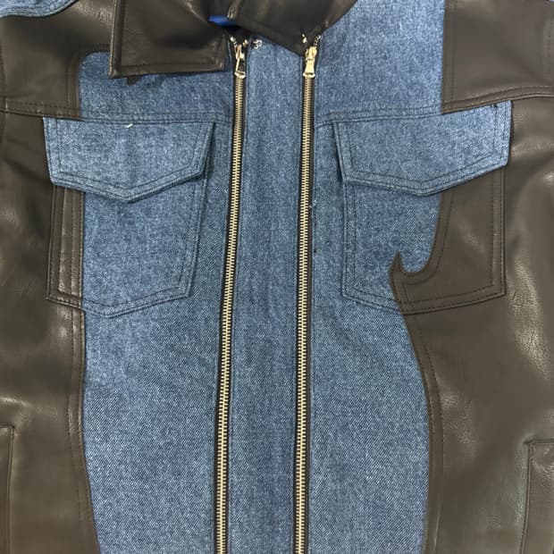 엑스톤즈 데님 레더 자켓