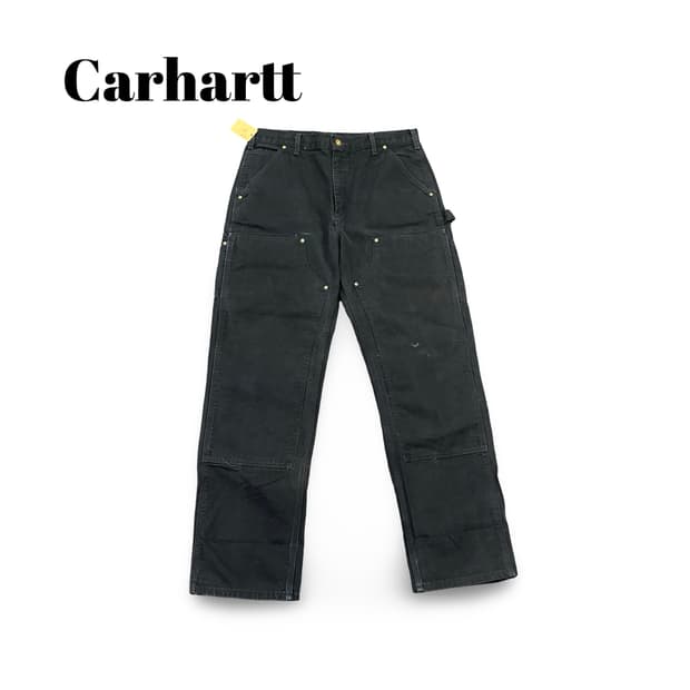 (34)90s usa칼하트 블랙 더블니 팬츠