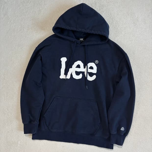 Lee 리 네이비 빅로고 후드티
