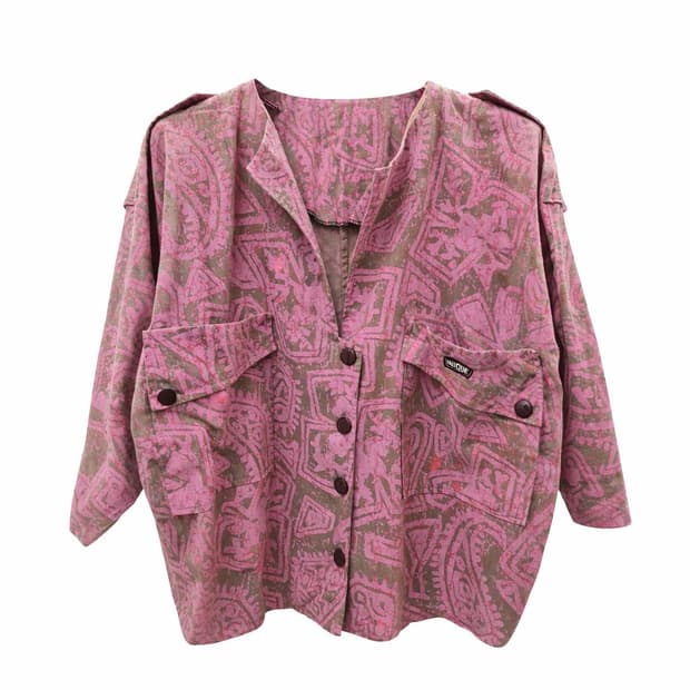빈티지 유니크 패턴 핑크/브라운 자켓