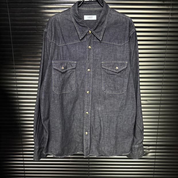 엘무드 진청 생지 데님 인디고 배드가이 웨스턴 셔츠 남방 자개 오버핏 