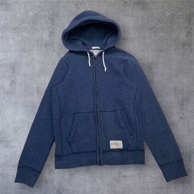아베크롬비 네이비블루 머슬핏 기모 후드집업 L