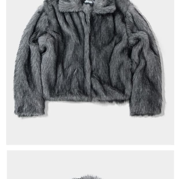 하이넥 크롭 퍼 자켓