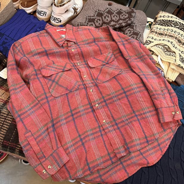 90'S 시어스 페이딩 체크 셔츠 L XL