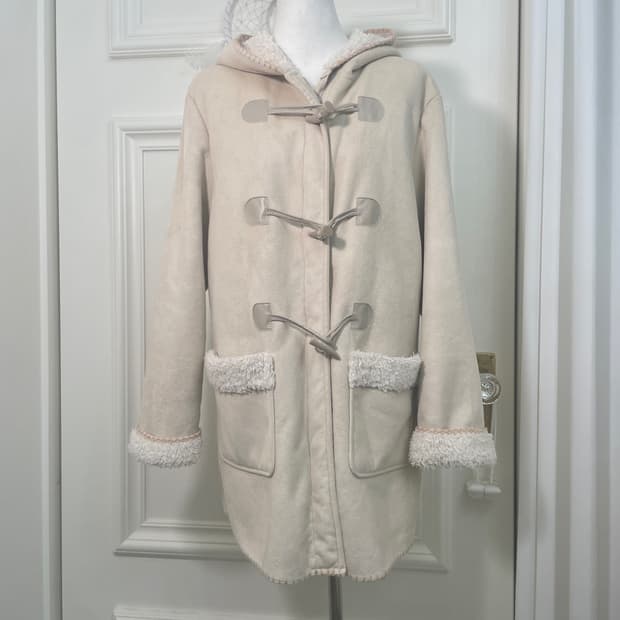 THEORIA cream ivory fur point hoodie coa