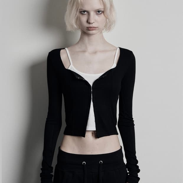 보헤미안 서울 스퀘어넥 후크 가디건 (블랙)