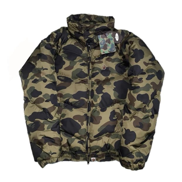 베이프 카모 녹계 패딩