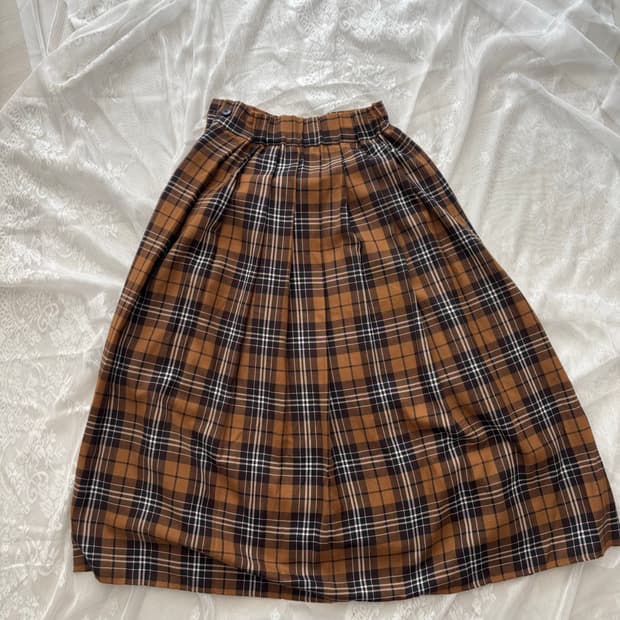 일본 빈티지 모리걸 체크 롱스커트