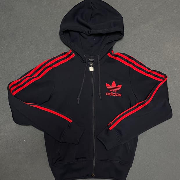 아디다스 파이어버드 후드플락 후드집업 네이비레드