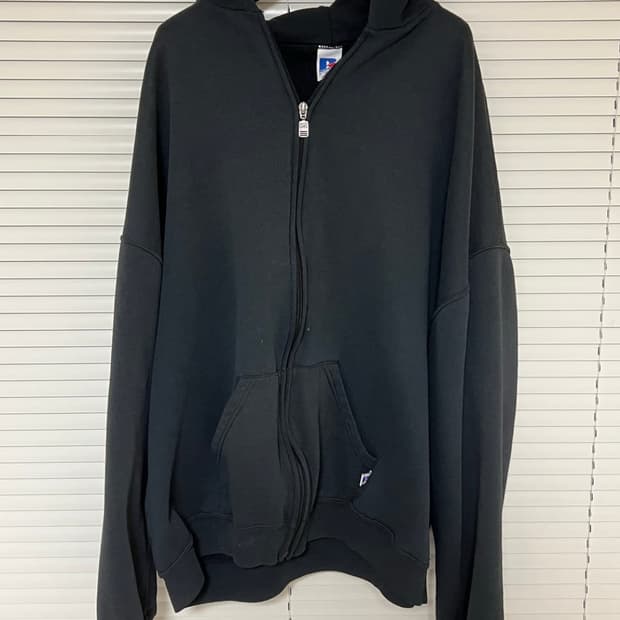 90s 빈티지 러셀 블랙 후드집업 xxl