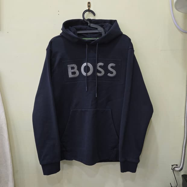 휴고보스 BOSS 엠보 로고 블랙 후드티