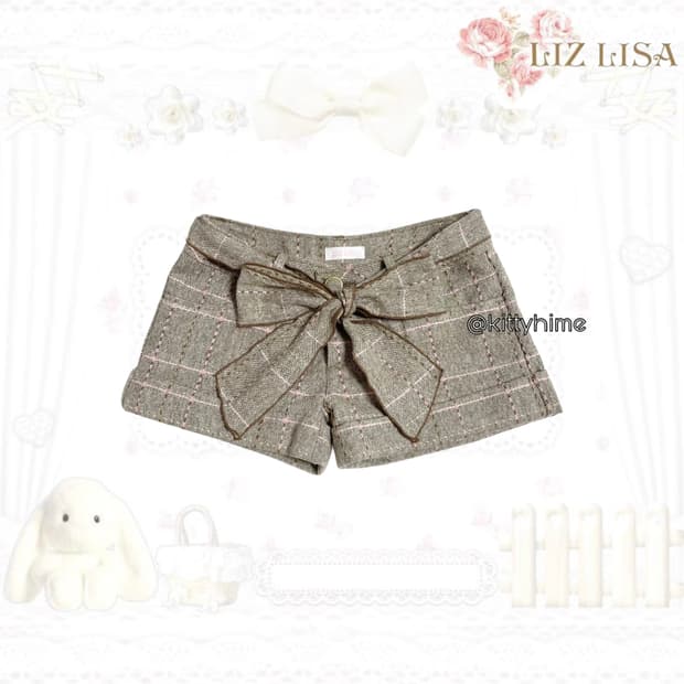 Liz lisa 리즈리사 리본 체크 반바지 라떼갸루 히메카지 리즈리사팬츠