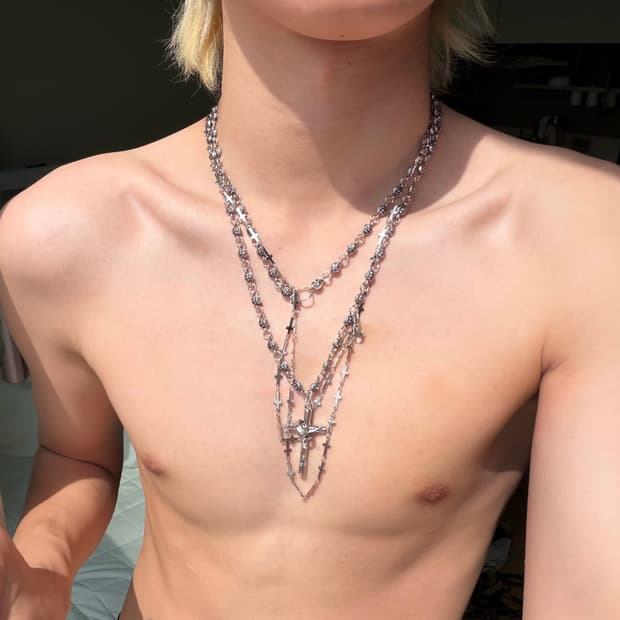 레이어드 실버 목걸이