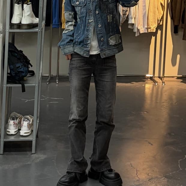 더랩 패치워크 데미지 데님 자켓 A2864