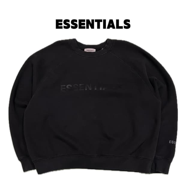 (M) 피어오브갓 에센셜 3D 실리콘 아플리케 크루넥 웨더드 블랙