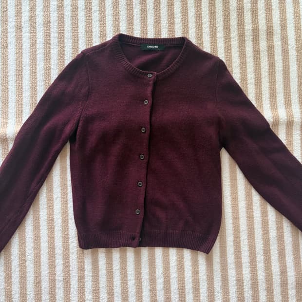 오헤시오 베이직 버건디 가디건