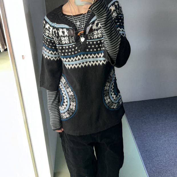 winter duffle ethnic long knit