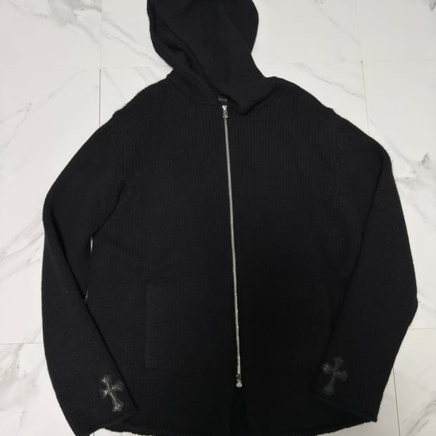 신형 크롬하츠 VIC 크로스 레더패치 빅크로스 캐시미어 후드집업 L