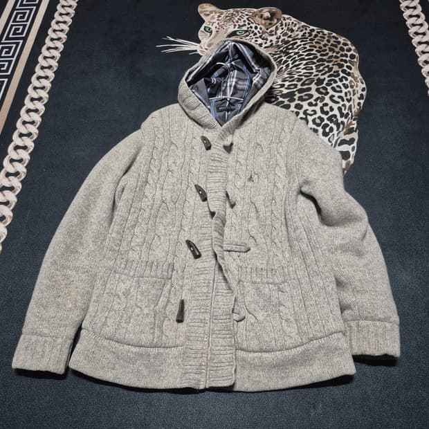 (희귀)90's 빈폴 빈티지 모리걸 더플 니트 후드 가디건